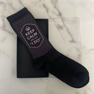 Keep Calm and Say “I Do” Black Socks Men’s Size 6-12